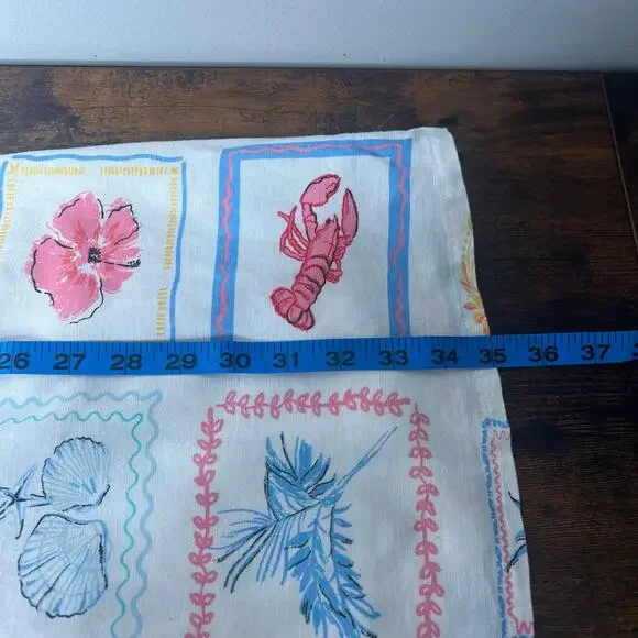 Japna Mini Sundress Amalfi Coast Print Smocked Back Coastal Linen Blend Womens M - Picture 12 of 12